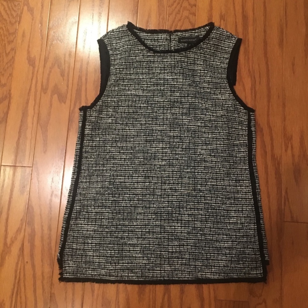 Banana Republic Tweed Sleeveless Blouse with Fringe